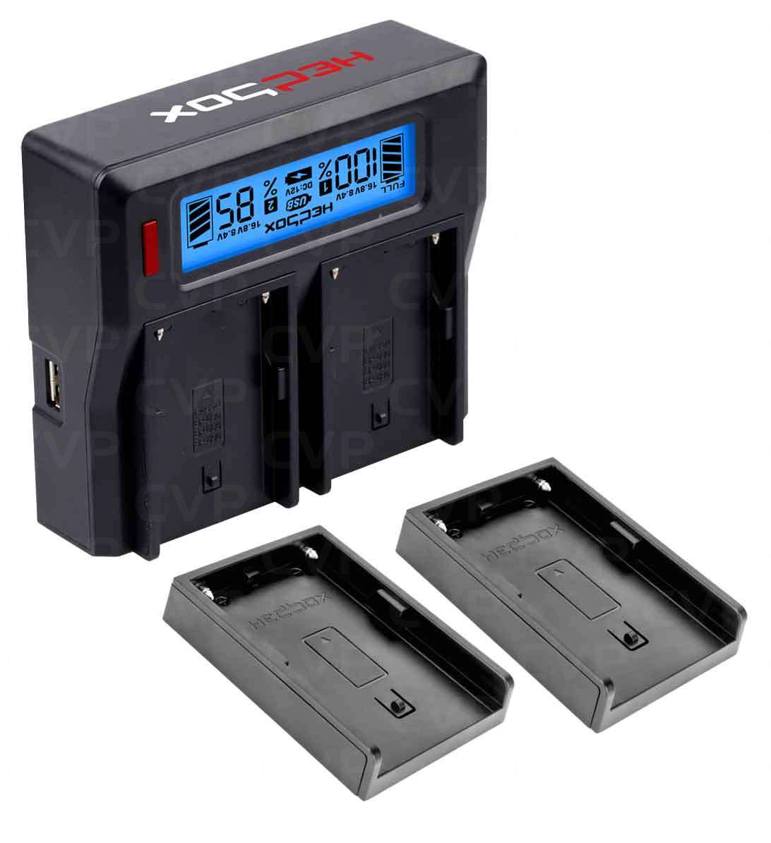HEDBOX | RP-DC50/DBPU - キット | デュアルLCDインテリジェントバッテリー充電器 ソニーBP-Uタイプバッテリーと互換性あり 並行輸入品 HEDBOX RP-DC50⁄DLPE6 - Dual LCD Battery Charger For Canon