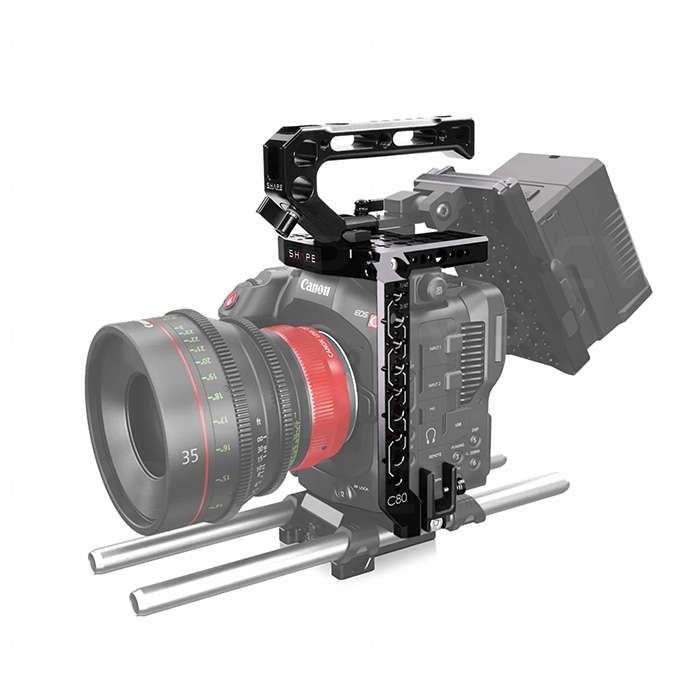 SHAPE CANON EOS C80 cage + Vマウントプレート SHAPE Canon EOS C80 Mini V-Mount Pivoting Battery Plate