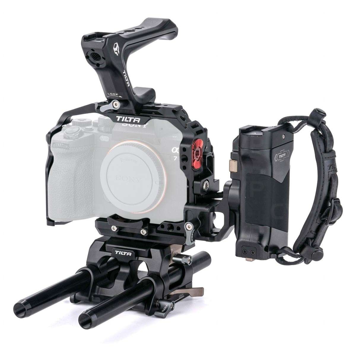 Camera Cage, Video Camera Cage Rig, Wooden Handle Vertical Shooting Porous Aluminum Alloy Micro SLR Camera Cage with Cold Shoe Mount for Ni 並行輸入品 TiLTA TA-T53 RED KOMODO-X Camera Cage System