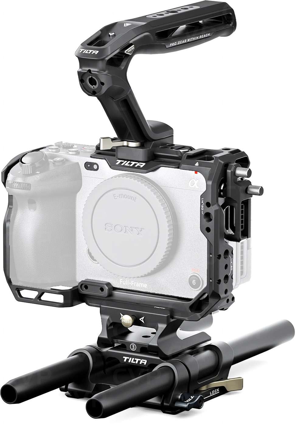 TILTA Adaptador De Montura EF Para Sony FX3/FX30 V2 – Soporte De Jaula De Titanio Gris Para Lentes EF Con Estabilización Extra